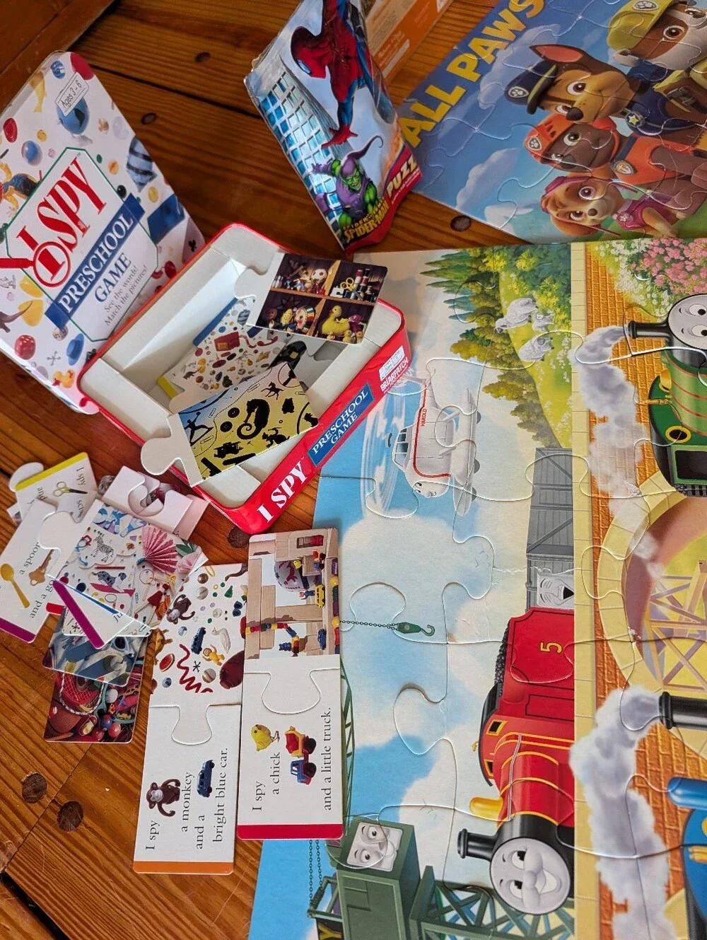 LOT of Puzzles: I Spy, Paw Patrol, Thomas, Spiderman Melissa & Doug Construction